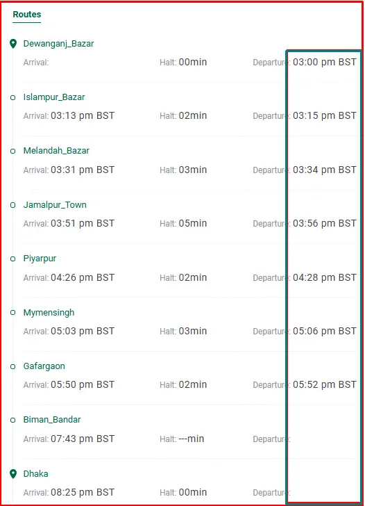 Tista express Train Schedule Jamalpur to dhaka